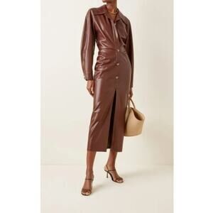 Nanushka Sami Vegan Leather Dress Plum Chutney Women's Size Med NWT